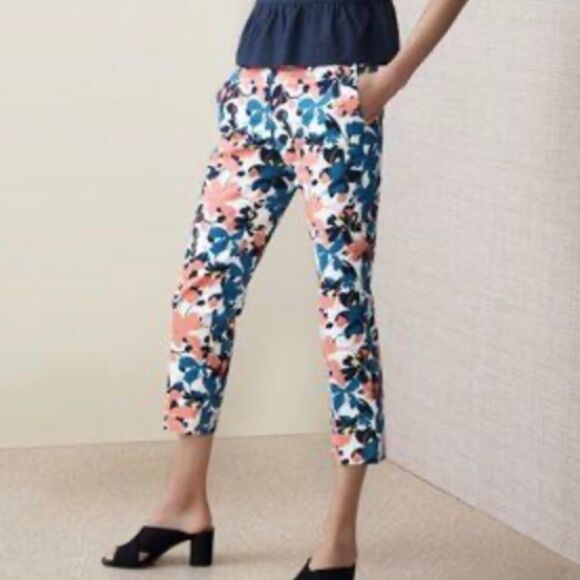 HALOGEN Crop Stretch Cotton Pants in‎ Floral NWOT - Picture 6 of 6